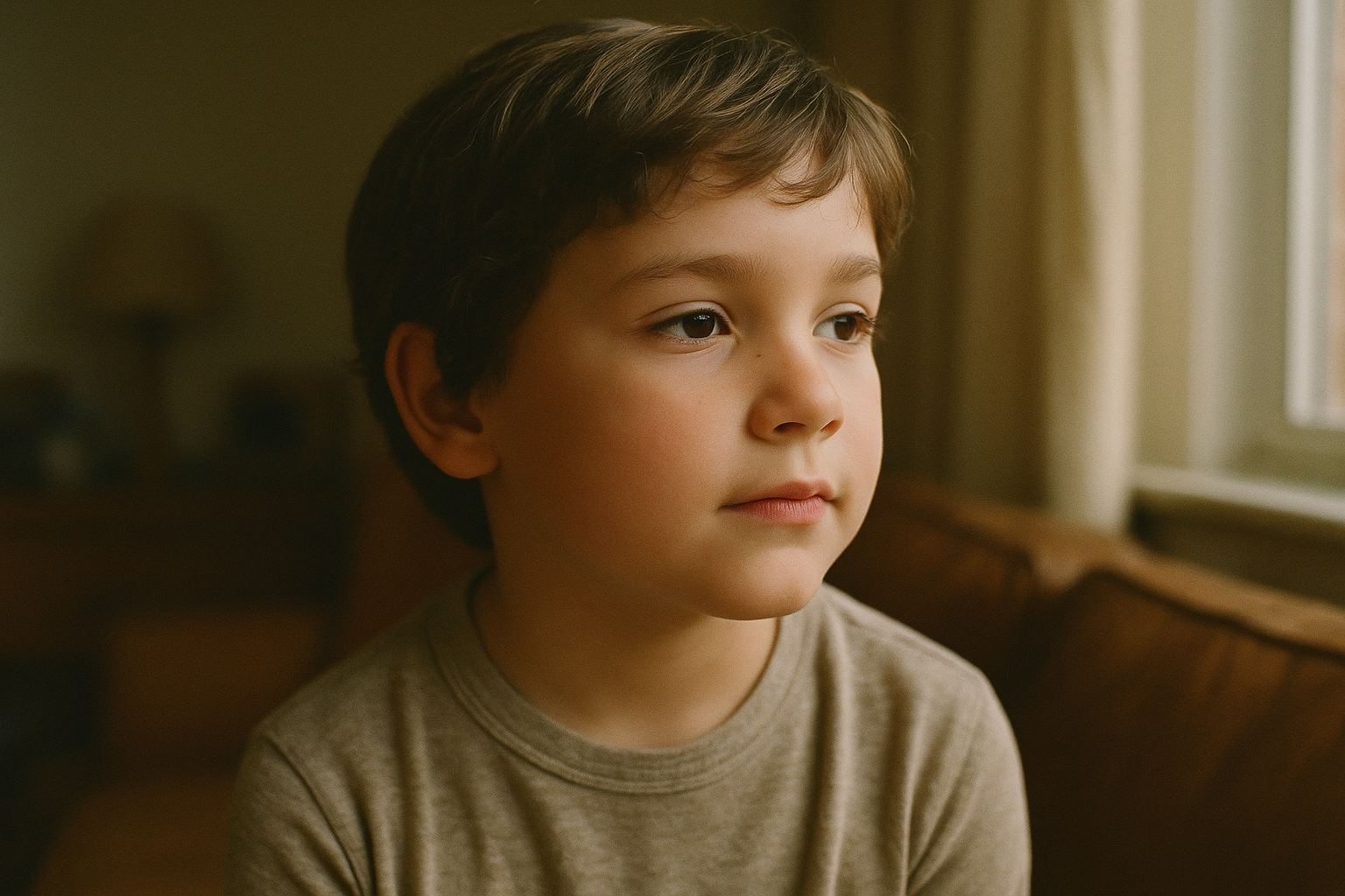A child at ease in soft natural light